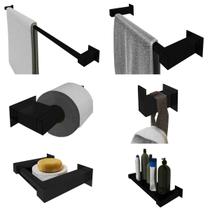 Kit Acessórios Banheiro/Lavabo 6 Peças Aço Inox 304 Preto Kit Acessórios Banheiro/Lavabo 6 Peças Aço Inox 304 Preto