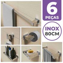 Kit Acessórios Banheiro/lavabo 6 Peças Aço Inox 304 Q6E Kit Acessórios Banheiro/lavabo 6 Peças Aço Inox 304 Q6E