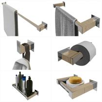 Kit Acessórios Banheiro/Lavabo 6 Peças Aço Inox 304 Q6Eolt
