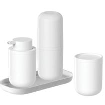 Kit Acessórios Banheiro Lavabo Conjunto 4Pcs Ou - Rosa