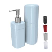 Kit Acessórios Banheiro Lavabo Conjunto Organização 2 Peças Plástico Porta Escova e Sabão Coza