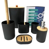 Kit Acessórios Banheiro Lavabo Conjunto Organização 6pcs Porta Sabonete Escova Algodão