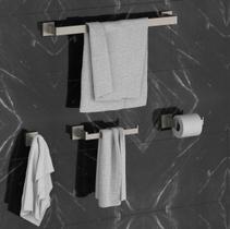 Kit Acessórios Banheiro Lavabo Luxo 4 Peças Níquel Escovado Kit Acessórios Banheiro Lavabo Luxo 4 Peças Níquel Escovado