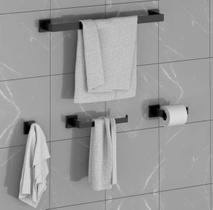 Kit Acessórios Banheiro Lavabo Luxo 4 Peças Preto Black Kit Acessórios Banheiro Lavabo Luxo 4 Peças Preto Black