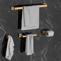Kit Acessórios Banheiro Lavabo Luxo Dourado Gold Kit Acessórios Banheiro Lavabo Luxo Dourado Gold
