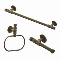 Kit Acessórios Banheiro Lavatório Industrial Rustico Ouro Velho Luxo