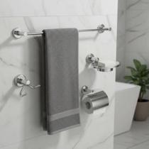 Kit Acessórios Banheiro Metal Cromado 5 pçs Stander