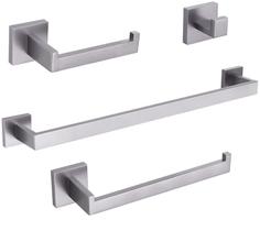 Kit Acessórios Banheiro Prata Inox 304 Escovado Luxo 4 Peças Kit Acessórios Banheiro Prata Inox 304 Escovado Luxo 4 Peças