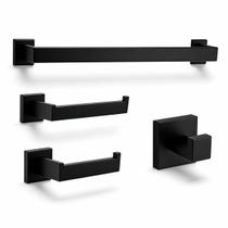 Kit Acessórios Banheiro Preto 4 Peças Inox 201 Completo Alta Durabilidade Kit Acessórios Banheiro Preto 4 Peças Inox 201 Completo Alta Durabilidade