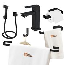 Kit Acessórios Banheiro Preto + Ducha Higienica + Torneira Kit Acessórios Banheiro Preto + Ducha Higienica + Torneira