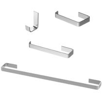 Kit Acessorios Banheiro Quadrado 4 Peças Semi Luxo Polido