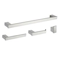 Kit Acessórios Banheiro Quadrado Aço Inox Escovado 4 Peças Kit Acessórios Banheiro Quadrado Aço Inox Escovado 4 Peças