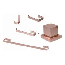 Kit Acessorios Banheiro Rosé + 1 Acab Registro Rosé Gold Para Chuveiro Base Deca