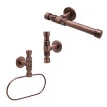 Kit Acessórios Banheiro Rústico Industrial Cobre Velho Porta Toalha Argola + Papeleira + Cabide Metal Kit Acessórios Banheiro Rústico Industrial Cobre Velho Porta Toalha Argola + Papeleira + Cabide Metal