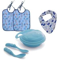 Kit Acessórios Bebê 4 Peças Bandana Babador e Kit Papinha