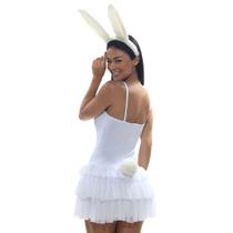 Kit Acessórios Coelhinha Branca com Tiara e Rabo Kit Acessórios Coelhinha Branca com Tiara e Rabo