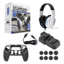 Kit Acessorios Compatível Com PlayStation 5 Fone Cabo Carregador Botões Capa Preto