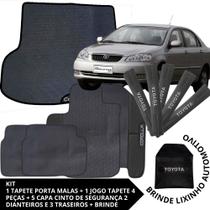 Kit Acessórios Corolla 2003 a 2007 Tapete Emborrachado + Porta Malas + 5 Capas de Cinto Segurança