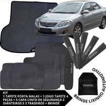 Kit Acessórios Corolla 2008 a 2015 Tapete Emborrachado + Porta Malas + 5 Capas de Cinto Segurança
