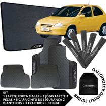 Kit Acessórios Corsa 1993 a 203 Tapete Emborrachado + Porta Malas + 5 Capas de Cinto Segurança