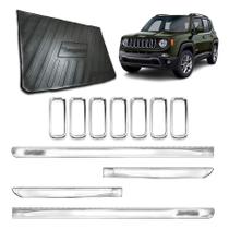 Kit Acessórios Cromados Renegade 2019 a 2021 Friso Lateral XTreme Protetor PortaMalas Aplique Grade Dianteira 4 Portas