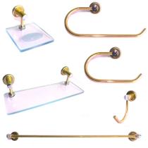 Kit Acessórios De Banheiro 5 Peças Luxo Moscou Dourado