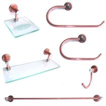 Kit Acessórios De Banheiro 5 Peças Luxo Moscou Rose Kit Acessórios De Banheiro 5 Peças Luxo Moscou Rose