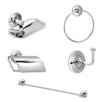 Kit Acessórios De Banheiro 5 Peças Metal e Inox Standard