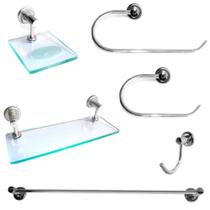 Kit Acessórios De Banheiro 6 Peças Luxo Moscou Polido Kit Acessórios De Banheiro 6 Peças Luxo Moscou Polido