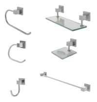 Kit Acessórios De Banheiro 6 Peças Luxo Square Polido Kit Acessórios De Banheiro 6 Peças Luxo Square Polido