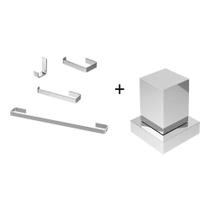 Kit Acessorios De Banheiro Cromado + 1 Acabamento Cromado Registro Base Deca Completo em Metal