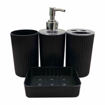 Kit acessórios de banheiro e lavabo 4 peças com detalhes