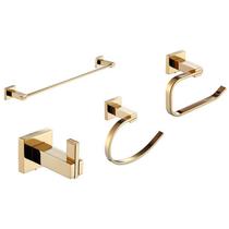 Kit Acessórios De Banheiro Lavabo 4 Peças Dourado Luxo IKAB05