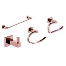 Kit Acessórios De Banheiro Lavabo 4 Peças Rose Gold Luxo IKAB06