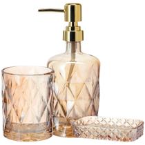 Kit Acessórios De Banheiro Lavabo Porta Escova Saboneteira Dispenser Organizador Decoração Casa