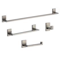 Kit Acessórios de banheiro lavatório conjunto 4 peças Cinza Grafite em metal premium Kit Acessórios de banheiro lavatório conjunto 4 peças Cinza Grafite em metal premium