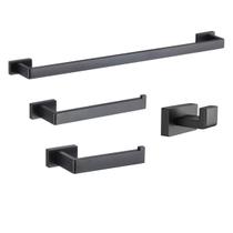 Kit Acessórios de banheiro lavatório conjunto 4 peças Preto Fosco Metal Premium Kit Acessórios de banheiro lavatório conjunto 4 peças Preto Fosco Metal Premium