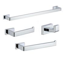 Kit Acessórios de banheiro lavatório conjunto com 4 peças Cromado Brilhante Metal