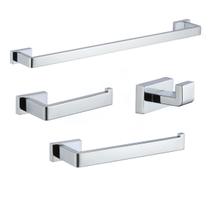 Kit Acessórios de banheiro lavatório conjunto com 4 peças Cromado Brilhante Metal