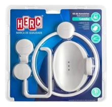 Kit Acessórios de Banheiro Lavello 4 Peças Branco Herc Prático e Funcional Kit Acessórios de Banheiro Lavello 4 Peças Branco Herc Prático e Funcional