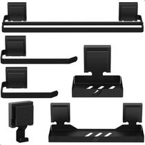 Kit Acessórios De Banheiro Ventosa Preto 6 Peças Duplo F.Max