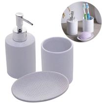 Kit Acessórios De Lavabo Banheiro 3 Peças Cerâmica Branca Lille - Lyor