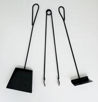 Kit Acessórios de Limpeza para Lareira e Churrasqueira 3 Peças em Ferro Cor Preto - Multi Metal