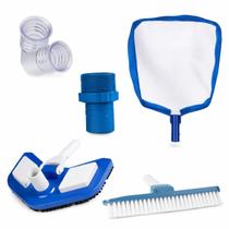 Kit acessórios de limpeza piscina aspirador peneira escova