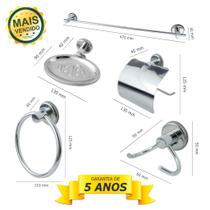 Kit Acessórios de Metal Para Banheiro Aço Inox 5 Peças COMPLETO Cód. 750