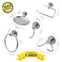 Kit Acessórios de Metal Para Banheiro Aço Inox 5 Peças COMPLETO Cód. 750