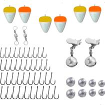 Kit Acessorios de Pesca Com Anzol Boia Sino Girador Chumbada