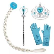 Kit Acessórios De Princesa Varinha, Luva, Coroa e Cabelo Para Brincadeiras Festas
