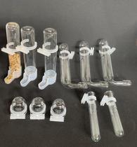 Kit acessórios de vidro para pássaros malha fina bebedouros e comedouros