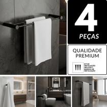 Kit Acessórios Duplo De Banheiro Metal Preto Fosco 2060OR Orion Kit Acessórios Duplo De Banheiro Metal Preto Fosco 2060OR Orion